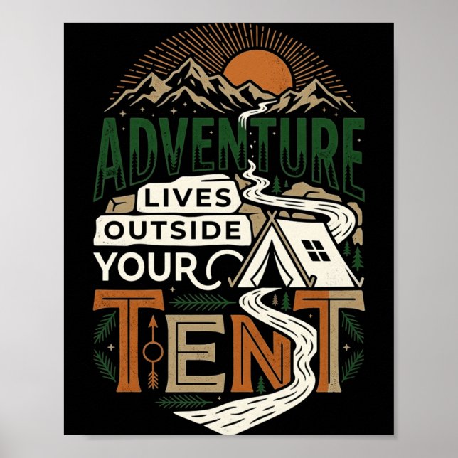 Affiche L'aventure vit en dehors du camping sous tente ran (Devant)