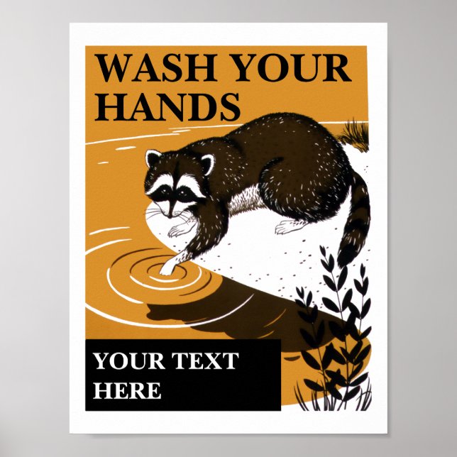 Affiche Lavez vos mains Modèle Raccoon (Devant)