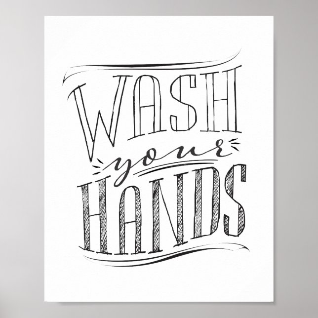 Affiche Lavez Vos Mains Salle De Bain Wall Art (Devant)