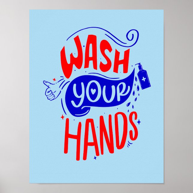 Affiche Lavez-vous les mains 2020 Salle de bain signe d'hy (Devant)