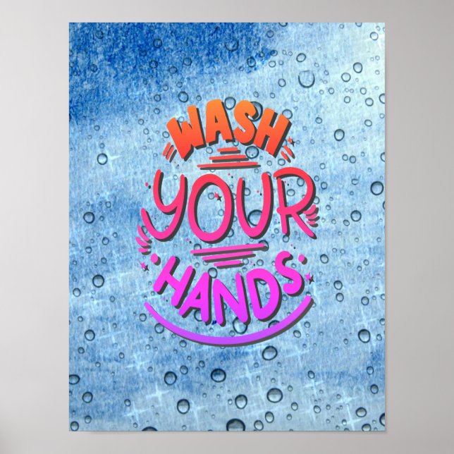 Affiche Lavez-vous les mains 2020 Salle de bain signe d'hy (Devant)