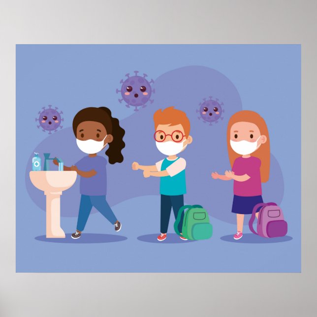 Affiche Lavez-vous les mains à l'école (Devant)