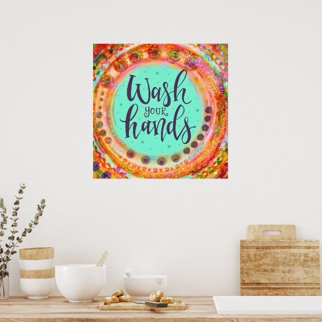 Affiche Lavez-Vous Les Mains Amusants Joli École Inspirivé (Cuisine)