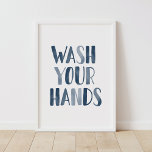 Affiche Lavez-vous les mains Marine Blue Kids Salle de bai<br><div class="desc">Un doux rappel pour vous ou vos enfants de se laver les mains ! Cet art a été conçu avec soin pour un mur de votre maison qui a besoin d'un peu d'amour.</div>