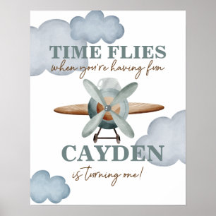 Affiche L'avion Anniversaire Le Temps Passe