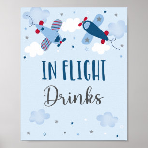 Affiche L'Avion Éclate Des Nuages Dans Les Boissons De Vol