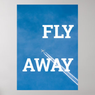 Affiche L'avion vole dans le ciel bleu