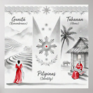 Affiche Lavis à l'encre minimaliste philippin