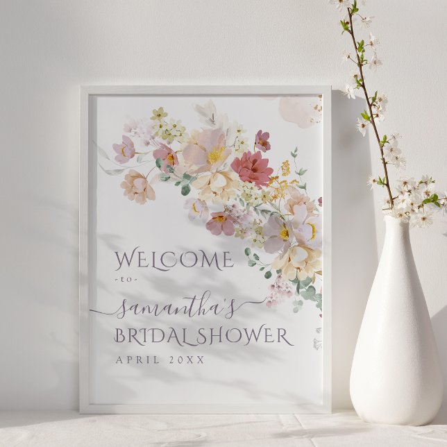 Affiche Lavis Floral Violet Mariage de Printemps (Créateur téléchargé)