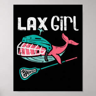 Affiche Lax Girl Lacrosse Baleine mignonne Sport Joueur Go