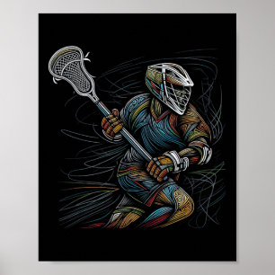 Affiche Lax Lacrosse Lecteur Ligne Art Abstrait Couleur
