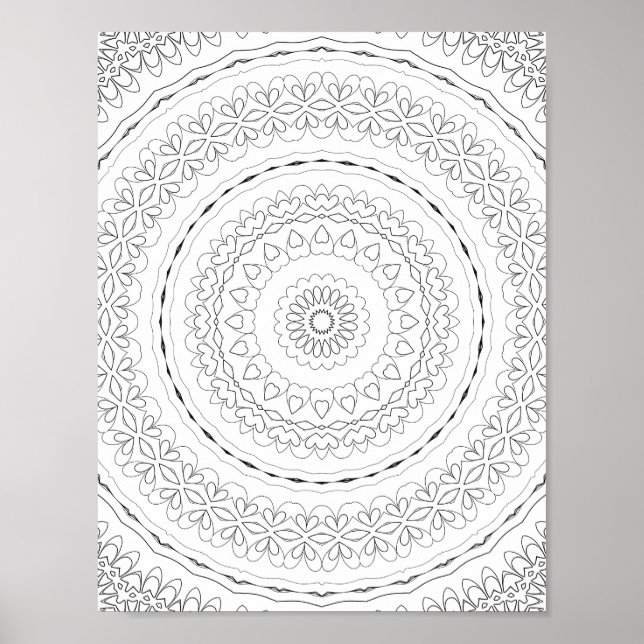 Affiche Layered Heart Rings Coloring Page Pattern Design (Devant)