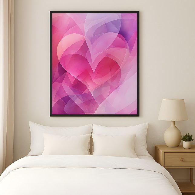 Affiche Layers of Love - Abstract Pink Hearts (Créateur téléchargé)