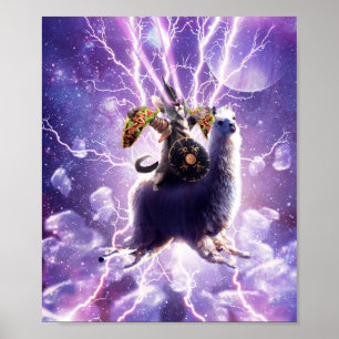 Affiche Lazer Warrier Space Cat Riding Llama Avec Taco