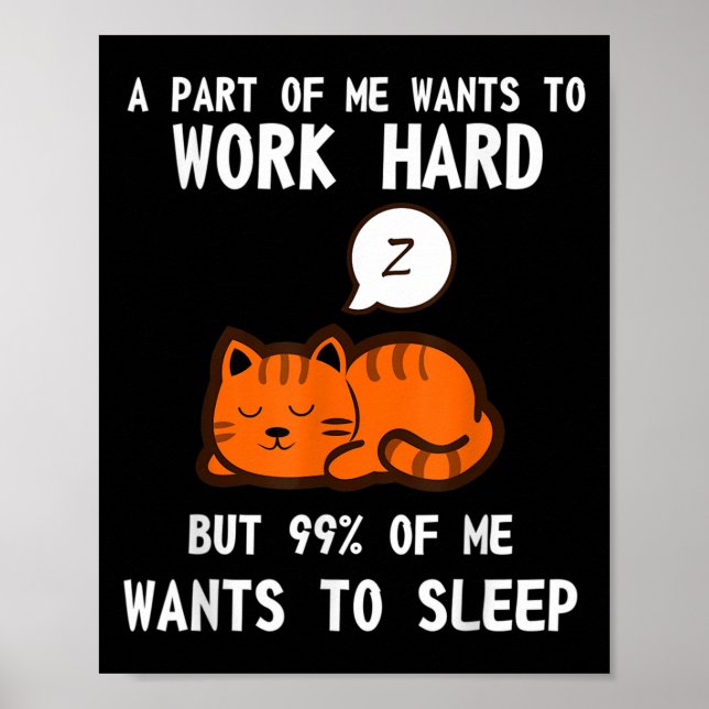 Affiche Lazy Chat Dormir Fatigué Travail Motivation (Devant)