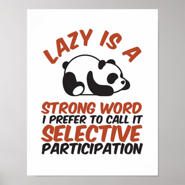 Affiche Lazy Est Un Mot Fort Drôle Mignonne Panda Dormir (Devant)