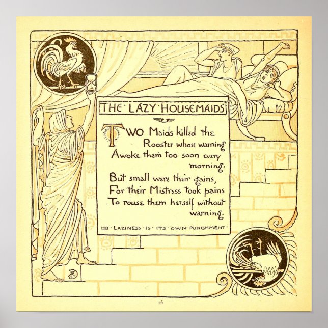 Affiche Lazy Housemaids Walter Crane Small (Devant)