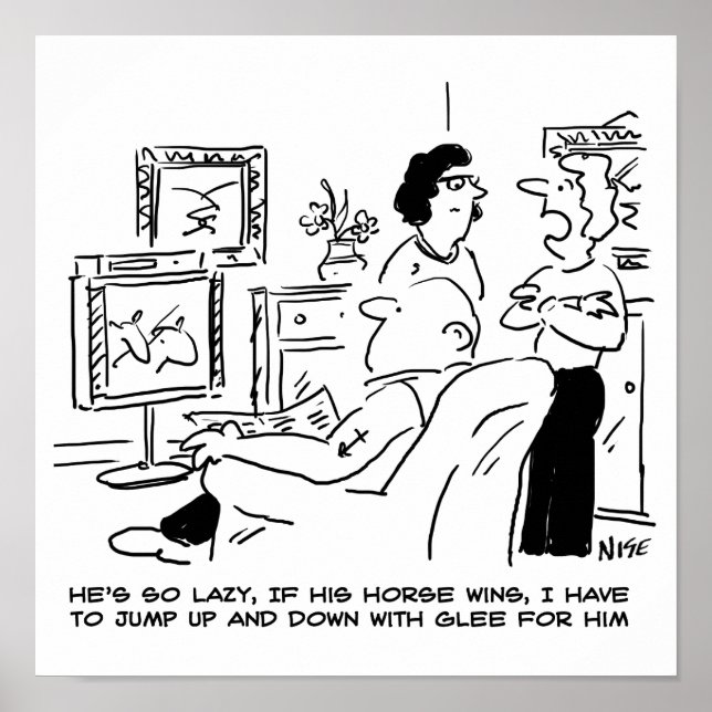 Affiche Lazy Man Watches Horse Racing à la télévision (Devant)