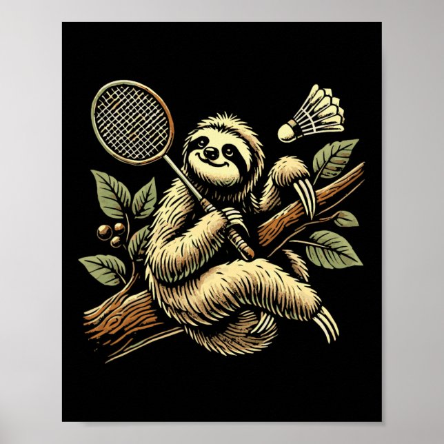 Affiche Lazy Sloth Dminton Player Shutting 1 (Devant)