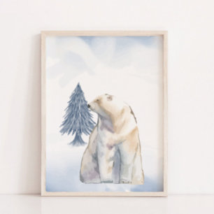 Affiche Lazy Winter Polar Bear Arctic Nursery Décor mural