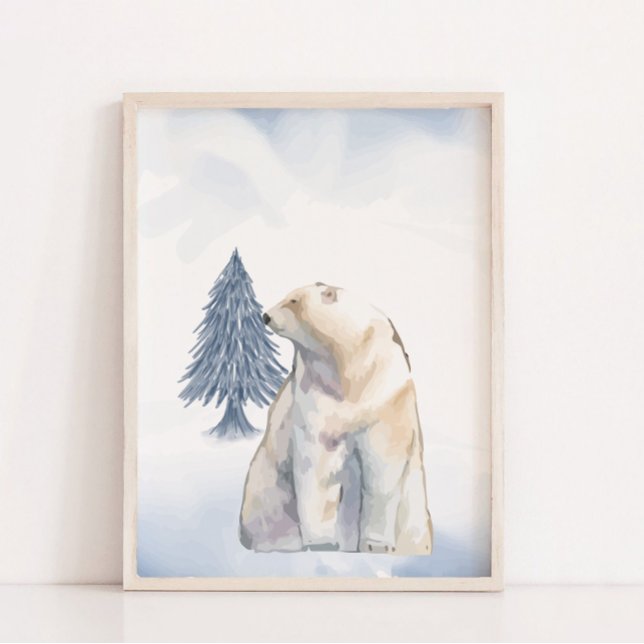 Affiche Lazy Winter Polar Bear Arctic Nursery Décor mural (Lazy Winter Polar Bear Arctic Nursery Wall Decor)