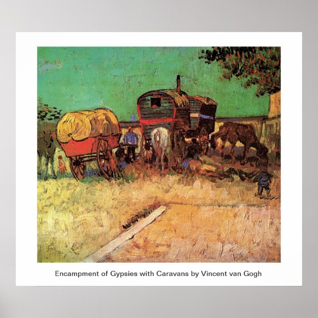 Affiche L'campement des Tziganes avec des caravanes (Devant)
