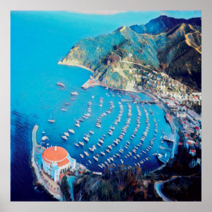 Affiche ldp PÈRE NOËL CATALINA Island - Californie - port