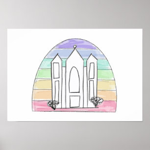 Affiche LDS Salt Lake City Temple arc-en-ciel couchant mor
