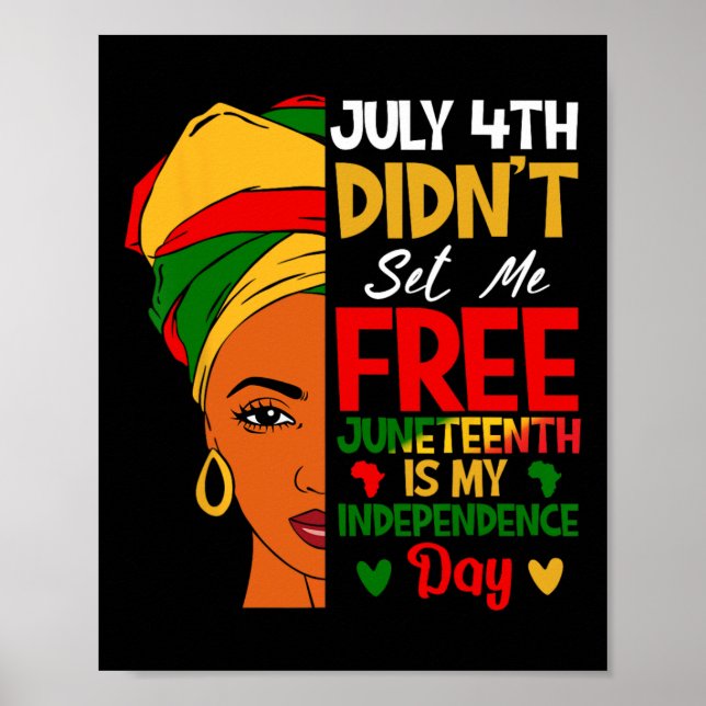 Affiche Le 4 juillet ne m'a pas libéré Juneteenth est mon  (Devant)