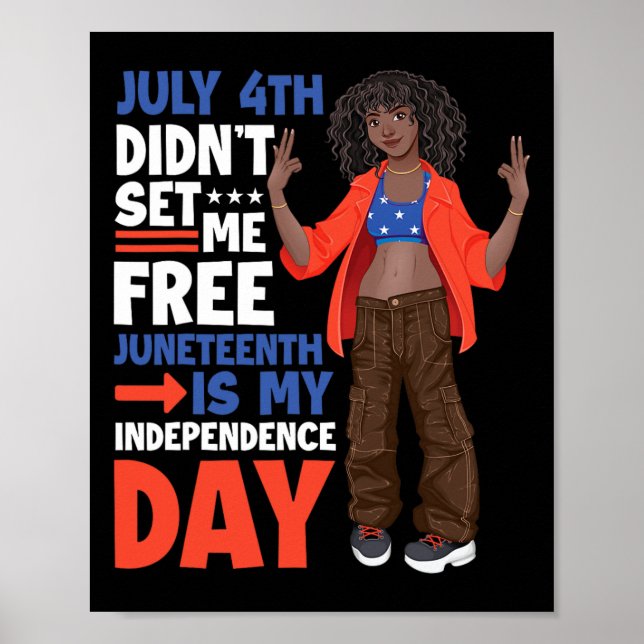 Affiche Le 4 juillet ne m'a pas libéré Juneteenth est mon  (Devant)