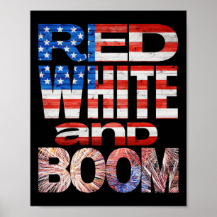 Affiche Le 4 Juillet Rouge Blanc Et Boom Feu D'Oeuvre Fina