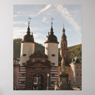 Affiche Le Alte Brucke dans la vieille ville, Heidelberg,