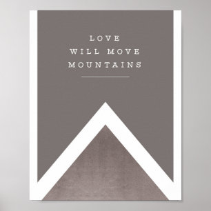 Affiche le "amour argent déplacera montagnes" et copie