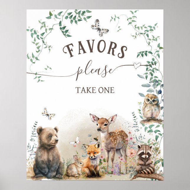 Affiche Le Baby shower de la verdure des forêts d'animaux  (Devant)