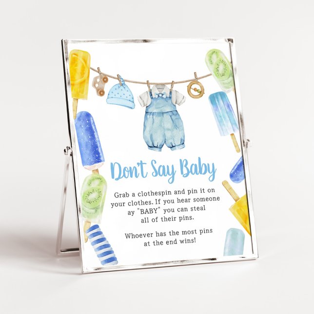 Affiche Le Baby shower de Popsicle ne dit pas Baby (Popsicle Baby Shower Don't Say Baby Sign)
