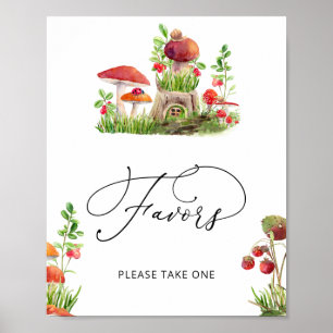 Affiche Le Baby shower Forêt De Champignons Sauvages Privi