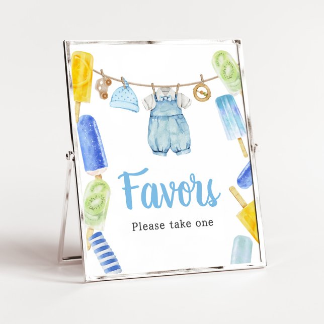 Affiche Le Baby shower Popsicle de garçon Faveurs (Popsicle Baby Shower Favors Sign)