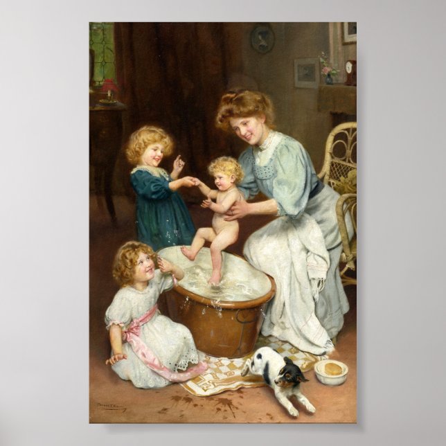 Affiche Le bain de bébé | Arthur John Elsley (Devant)