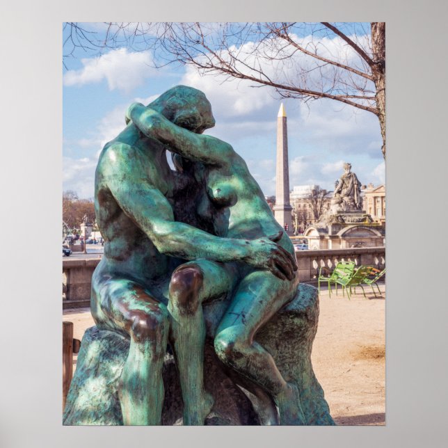 Affiche Le Baiser d'Auguste Rodin aux Tuileries, Paris (Devant)