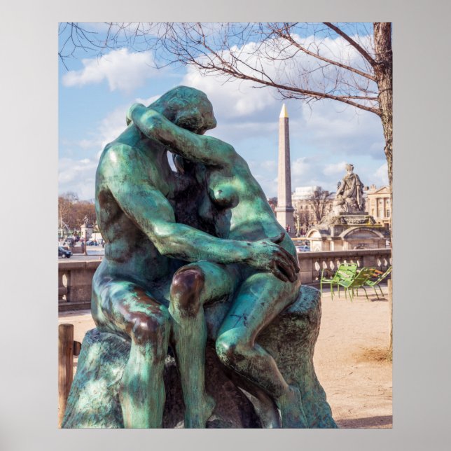 Affiche Le baiser d'Auguste Rodin aux Tuileries, Paris (Devant)