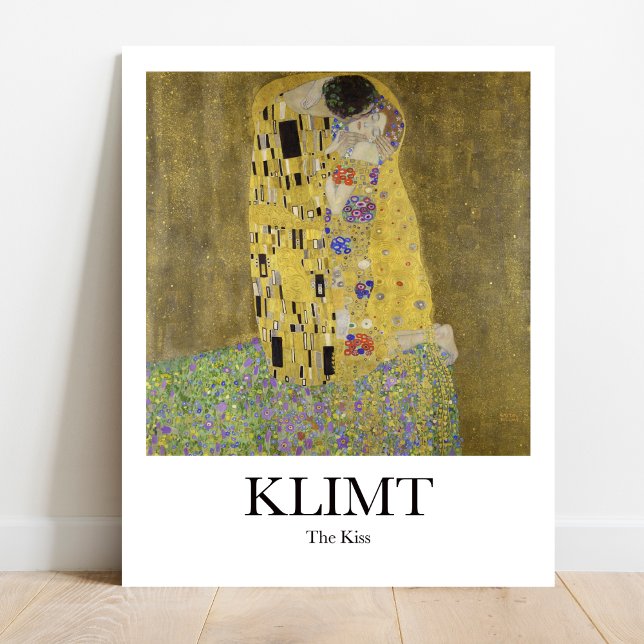 Affiche Le baiser de Gustav Klimt (Klimt's Iconic Kiss: Love & Gold Await. High-quality art poster)