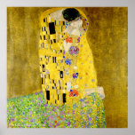 Affiche Le baiser de Gustav Klimt<br><div class="desc">Dans "The Kiss" (1907/08),  ou "Der Kuss" dans l'original allemand,  basé sur lui-même et son amant Emilie,  "The Kiss" marque la hauteur de la période d'or et devient l'emblème de la sécession.</div>