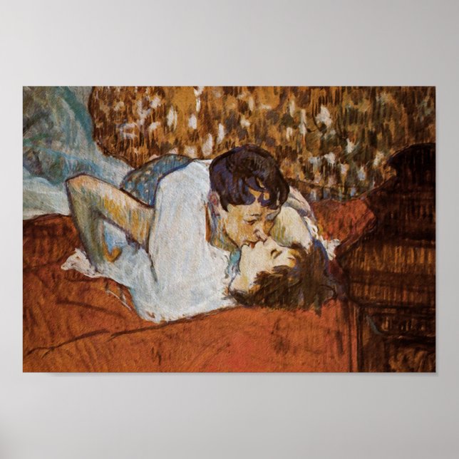 Affiche Le baiser - par Henri de Toulouse-Lautrec (Devant)