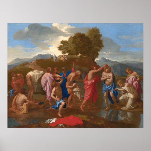 Affiche Le baptême du Christ - Nicolas Poussin Art (Devant)