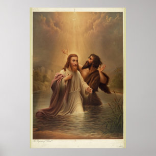 Affiche Le baptême du Christ par une plus pleine reine