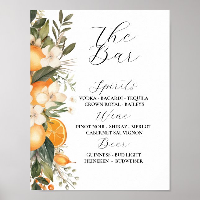 Affiche Le Bar Floral Mariage Florals Oranges Citrus (Devant)