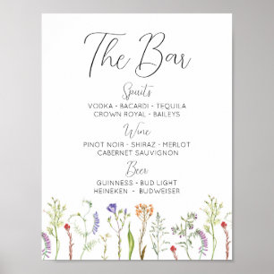 Affiche Le Bar Mariage Fleur sauvage Floral Ditsy