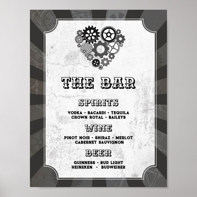 Affiche Le Bar Mariage Steampunk Coeurs Mariages Coeurs Co (Devant)