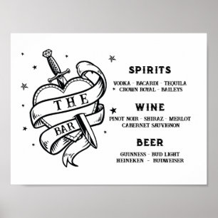 Affiche Le Bar Mariage traditionnel Tattoo Heart Rock