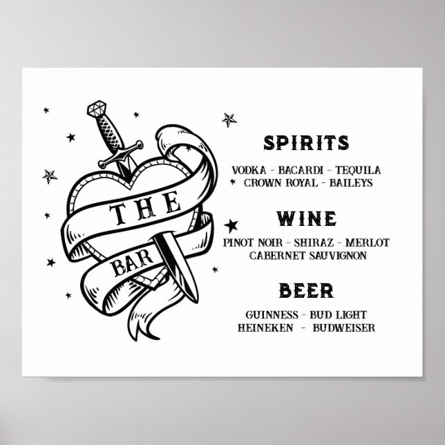 Affiche Le Bar Mariage traditionnel Tattoo Heart Rock (Devant)